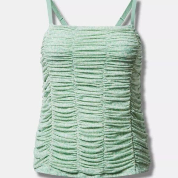 Torrid Green Ruched Tank Top With Adjustable Straps - Picture 2 of 11